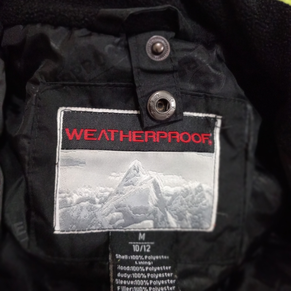 Weatherproof M 10/12 Boys Lightweight Ski Jacket in Lime Black - Picture 3 of 8